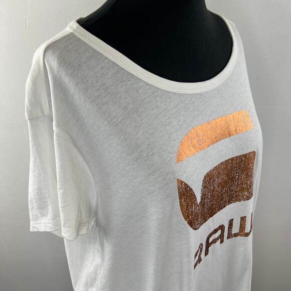 G-STAR RAW White Short Sleeve Foil Graphic Logo Short Sleeve T-Shirt XXL NEW - Picture 5 of 11
